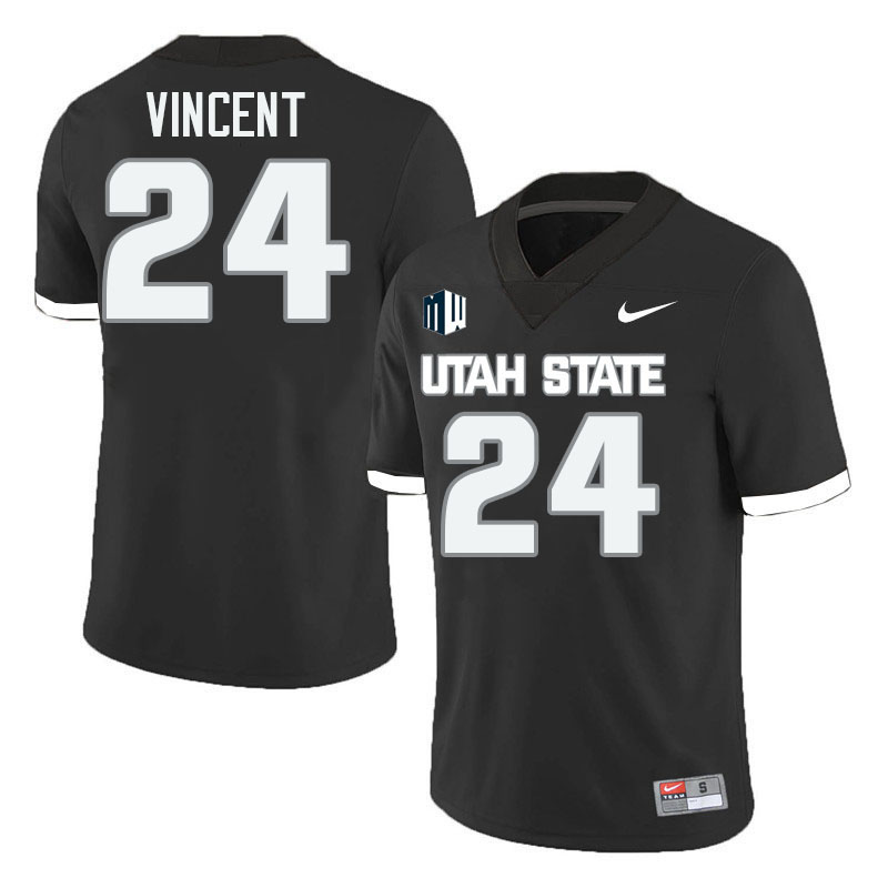 Utah State Aggies #24 Jordan Vincent College Football Jerseys Stitched-Black